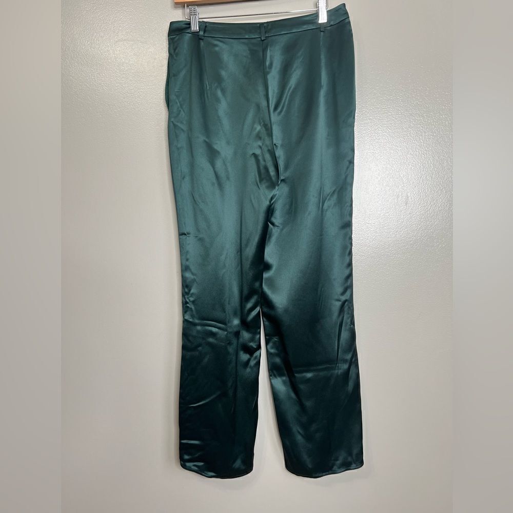 Lattelier emerald green satin seamed slit‎ ankle pants size large holiday office - Picture 8 of 10